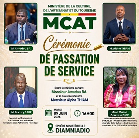 MCAT&nbsp;: Le nouveau ministre Alpha Thiam installé dans ses fonctions ce mardi 09 juin à 16 heures
